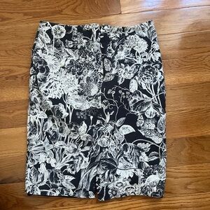 LOFT Navy and White Floral Skirt